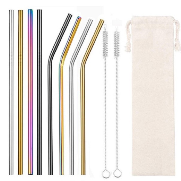 Set de paie din oțel inoxidabil cu o cutie de 8 buc multicolor 1