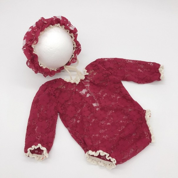 Set de pălării și vârfuri nou-născut burgundy Set de pălării și vârfuri nou-născut burgundy