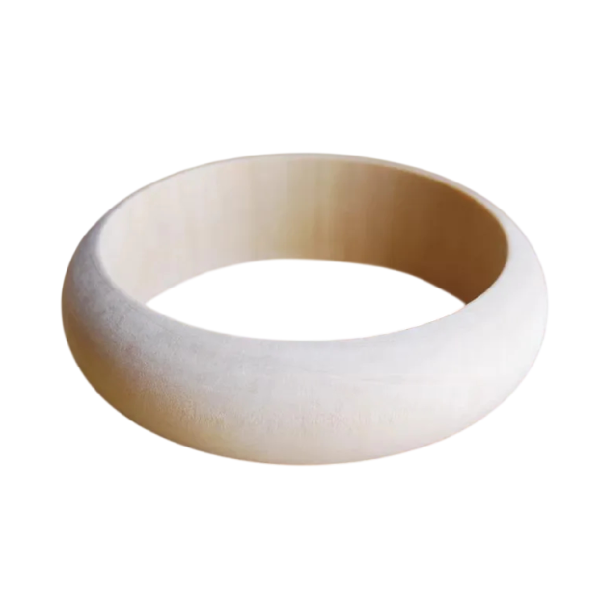 Set de pulseras de madera para mujeres de 2,5 cm de ancho en madera natural pulidas pulseras rígidas para la mano para uso diario y combinación beige