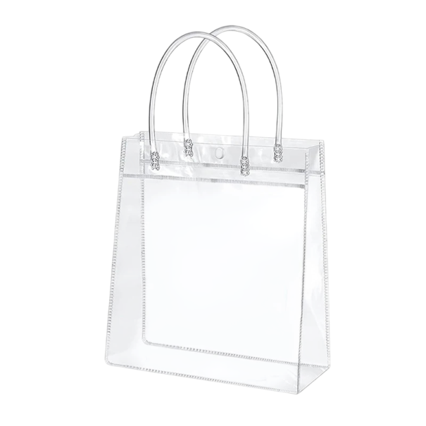 Set de pungi de cadou transparente 10 buc 15×13 cm PVC cu mânere și închidere cu capse pentru ambalarea cadourilor și a obiectelor mici 1