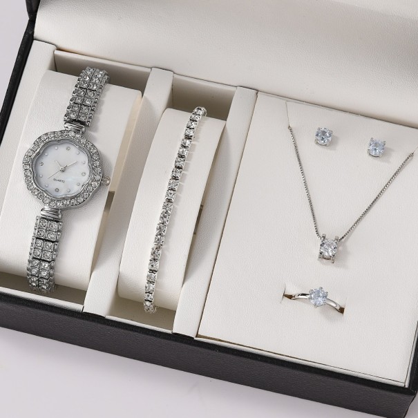 Set de regalo de joyas y reloj de mujer Z364 plateado