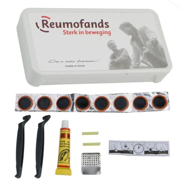 Set de reparare a camerelor de bicicletă 13 bucăți Patches din cauciuc Adeziv pentru repararea defectelor anvelopelor Fără levier Mastic rece Set de reparare 1