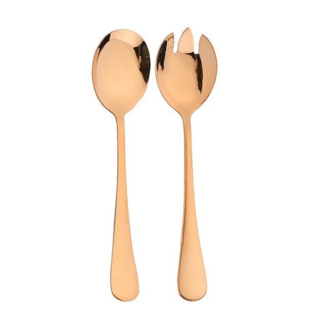 Set de servire pentru salate din oțel inoxidabil Lingură și furculiță de servire Stil european Tacâmuri pentru salate Set de ustensile Rose gold