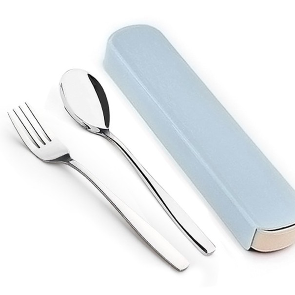Set de tacâmuri de călătorie cu cutie 2 buc albastru deschis
