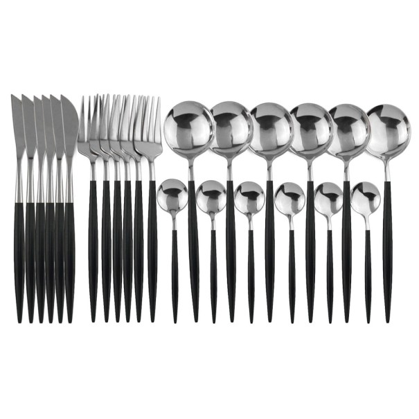 Set de tacâmuri în două culori 24 buc negru 2