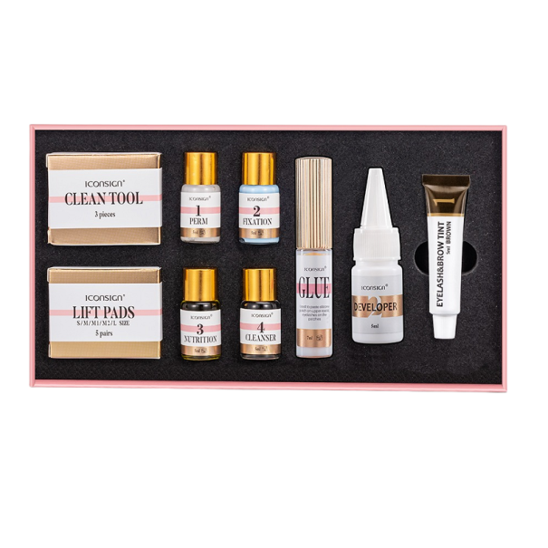 Set de tinte de cejas y tratamiento de pestañas 9 piezas marrón