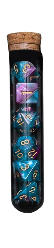 Set de zaruri polihedrice 7 bucăți în flacon pentru poțiuni Zaruri fantasy pentru Dungeons & Dragons RPG jocuri de masă turcoaz
