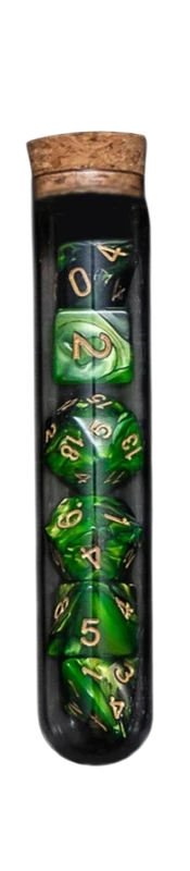 Set de zaruri polihedrice 7 bucăți în flacon pentru poțiuni Zaruri fantasy pentru Dungeons & Dragons RPG jocuri de masă verde