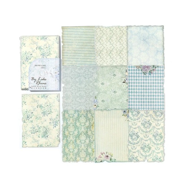 Set dekorativem Farbpapiers 30 Stück 110x160 mm Zarte Muster von Blumen und Ornamenten für Bastelarbeiten und zur Verschönerung blau