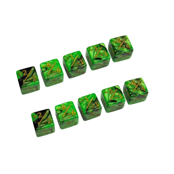 Set di 10 dadi da gioco per il conteggio 1,6 x 1,6 x 1,6 cm Acrilico Più Meno Per giochi da tavolo e insegnamento della matematica ai bambini verde