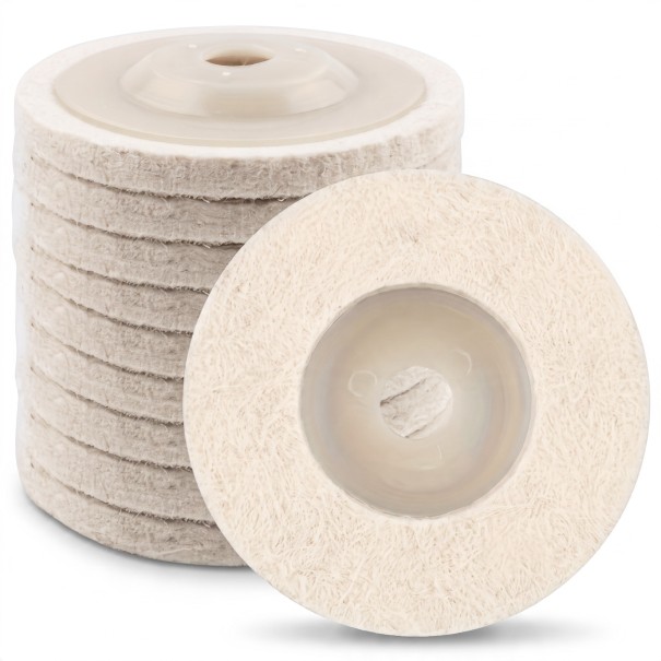 Set di 10 dischi lucidanti in feltro 100 mm Foro 16 mm Spessore 10 mm Per smerigliatrice angolare Lucidatura di acciaio inox, vetro e legno 1