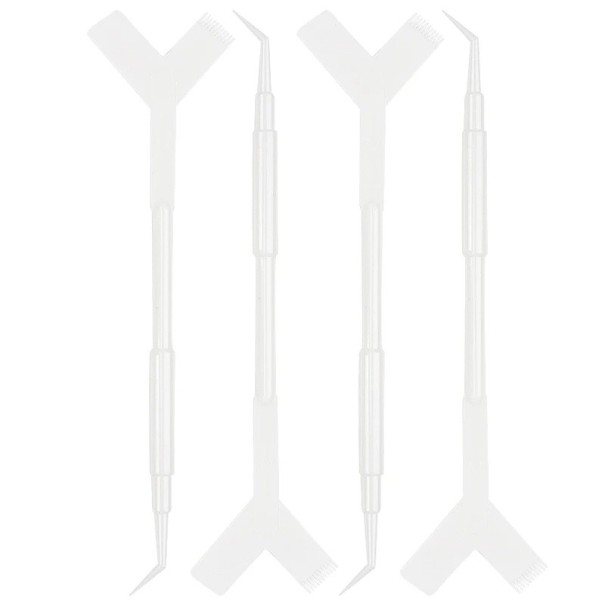 Set di 10 pezzi di applicatori in plastica per ciglia 11,5 x 3 cm Forma a Y Bastoncini riutilizzabili Pettine per sollevamento ciglia Strumento per trucco bianco