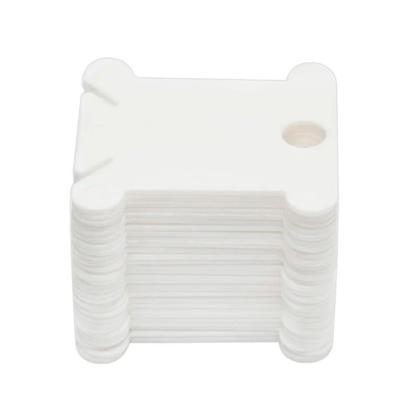 Set di 100 pezzi di supporti in plastica per fili da ricamo 3,8 x 3,6 cm Organizzatore per fili da cucire e da ricamo Bobine per avvolgimento e pulizia di filati e cotoni bianco