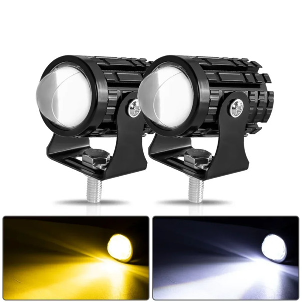 Set di 2 fari LED per motociclette 3000 lm Impermeabili IP67 Lega di alluminio Luci universali per moto Illuminazione diurna bianco caldo