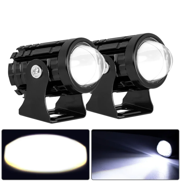 Set di 2 fari LED per motociclette 3000 lm Impermeabili IP67 Lega di alluminio Luci universali per moto Illuminazione diurna bianco freddo
