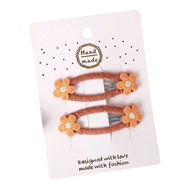 Set di 2 fermagli per capelli per bambini con fiori Accessori per capelli carini Fermagli decorativi Motivo floreale Acconciature per ragazze Aspetto elegante Comfort di utilizzo arancione