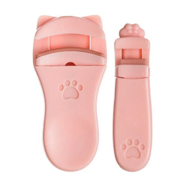 Set di 2 paia di pinzette per ciglia con artigli da gatto Strumento cosmetico grandangolare per arricciare le ciglia Pinzette in ABS per donne Adatte a tutti i tipi di ciglia rosa