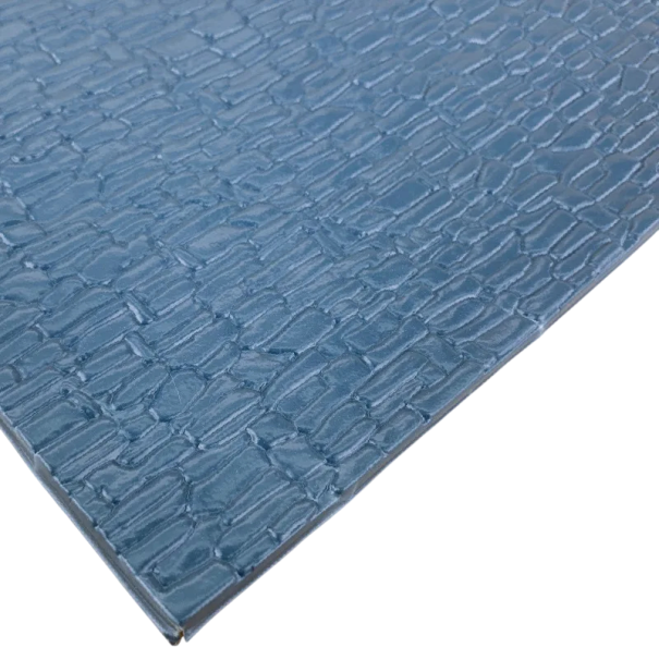 Set di 2 pezzi di pareti in PVC per modellismo 20 × 29,5 cm Pannelli plastici blu-grigi imitazione di una grande parete in pietra per modelli 1