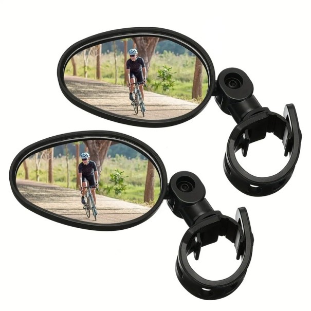 Set di 2 specchietti retrovisori ovali per bicicletta 7 x 5 cm Rotazione 360° Specchi ciclistici con supporto per manubrio Specchietti di sicurezza regolabili 1