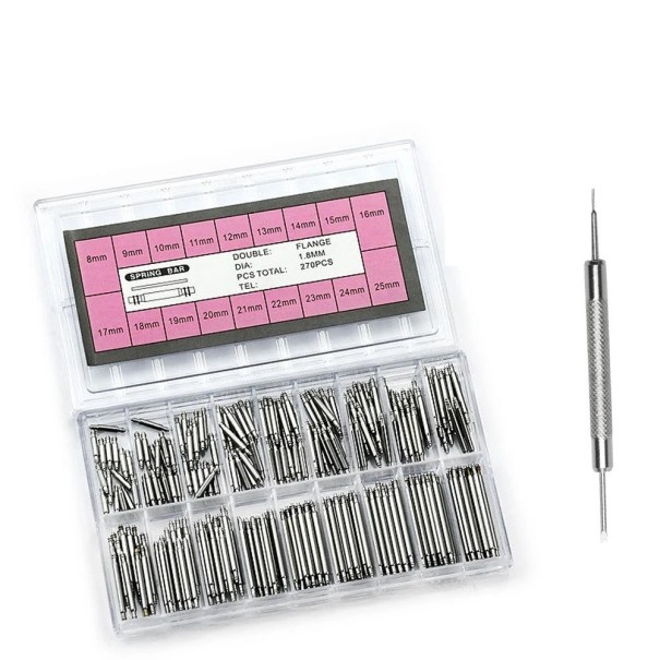 Set di 270 pezzi di ancoraggi flessibili in acciaio inossidabile da 1,8 mm per cinturini da 8–25 mm inclusi attrezzo per la sostituzione dei cinturini 1