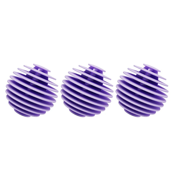 Set di 3 palline per asciugatrice 5,5 cm Palline riutilizzabili in materiale TPR per ammorbidire il bucato Risparmio di tempo ed energia per l'asciugatura viola