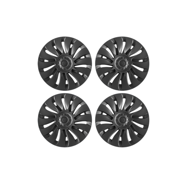 Set di 4 coprimozzo da 19 pollici per Tesla Model Y Storm Style in nero opaco accessori auto con copertura completa del cerchio 1