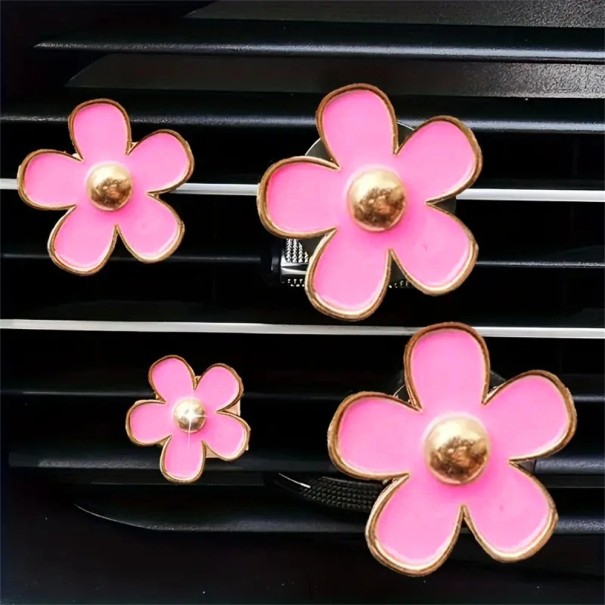 Set di 4 pezzi decorazioni colorate per auto Deodoranti per ambienti Fiori Margherite Clip per ventilazione Aromaterapia Interno dell'auto rosa