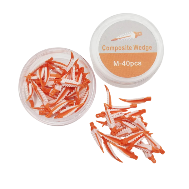 Set di 40 pezzi di cunei interdentali M Arancione Composito a 270° cunei in silicone sigillanti Materiale dentale professionale per il ripristino dei denti e la sigillatura delle otturazioni 1
