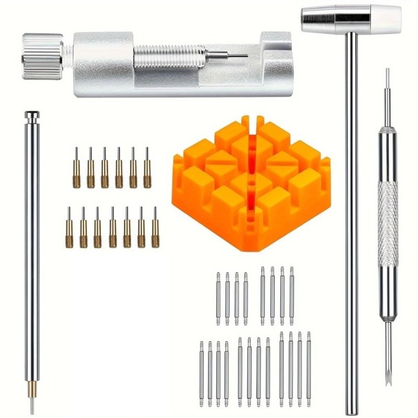Set di 41 strumenti per orologi Rimuovi cinturini con martello, blocco, punte e accessori Set professionale per la riparazione di cinturini 1