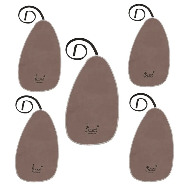 Set di 5 panni per la pulizia 17 x 33 cm con cordino 81 cm per sassofono clarinetto tromba flauto piccola oboe Tessuto di cotone Accessori universali marrone