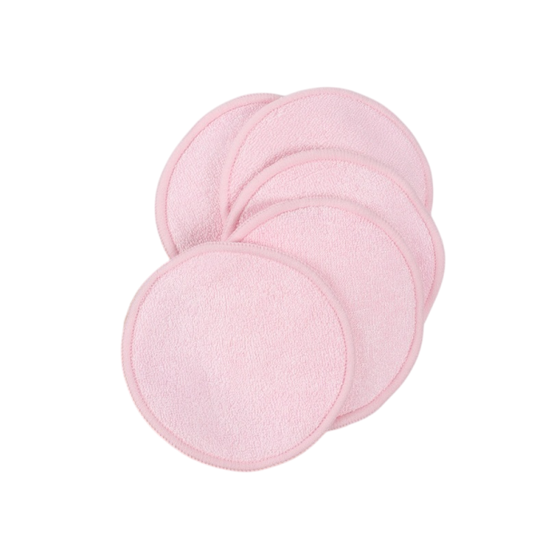 Set di 5 tamponi struccanti in poliuretano Spugne pulenti riutilizzabili Asciugamani lavabili per il viso Crema e trucco rosa chiaro