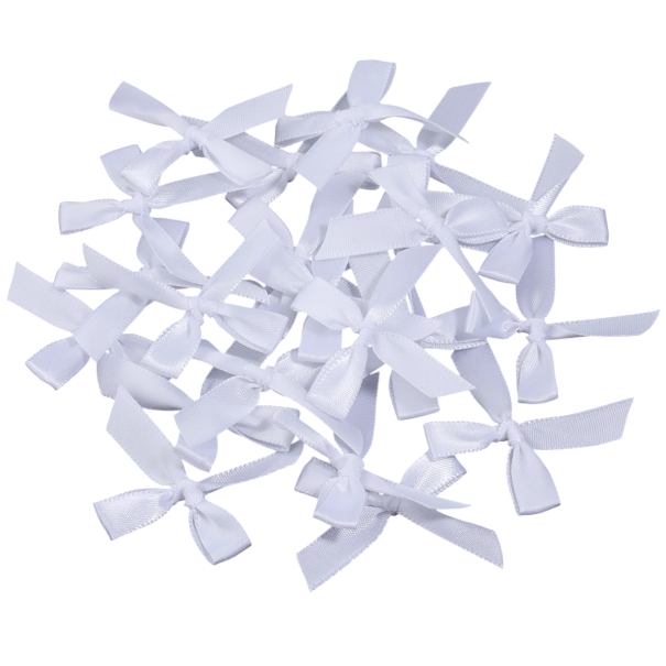 Set di 50 fiocchi di raso per capelli 4 x 3,5 cm Fiocchi colorati Piccoli fiocchi eleganti Accessorio per capelli Lucentezza delicata Fatto a mano Creazione creativa bianco