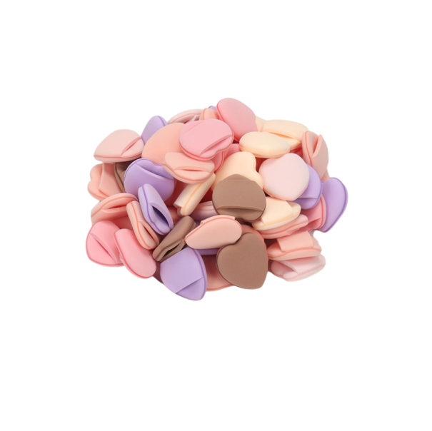 Set di 50 mini spugnette 3 x 3 cm per il trucco in poliuretano idrofilo Spugnette per make-up e cipria Senza lattice Applicatori cosmetici Multicolore