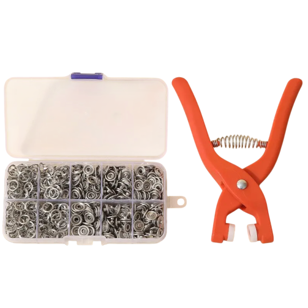Set di 50 pezzi di bottoni a pressione metallici con pinze manuali per cucire Riparazioni di abbigliamento Fai da te Progetti Cappelli Borse 1