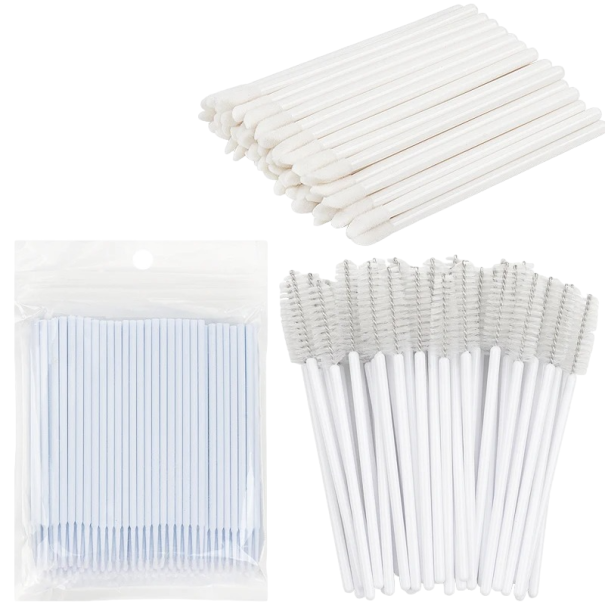 Set di applicatori per ciglia Set di pennelli per l'applicazione di ciglia finte Pennelli speciali per allungamento ciglia 200 pz bianco