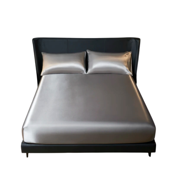 Set di biancheria da letto con superficie in satin Coprimaterasso con elastico 140 x 200 cm + 2x federe 50 x 75 cm Lucido e liscio grigio