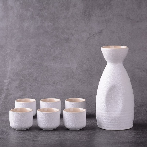 Set di caraffa e bicchierini in ceramica 7 pezzi bianco 1