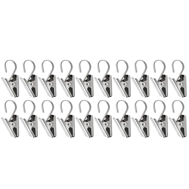Set di clip in acciaio inox per tende con gancio 20 pz 35x9,5 mm ganci per tende per fissare tende e drappeggi 1