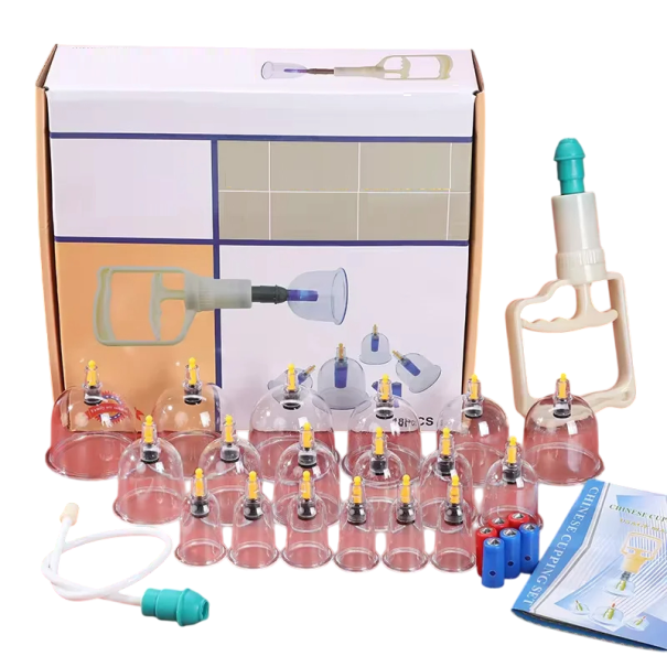 Set di coppette per massaggio vacuum 24 pezzi con pompetta Coppette in plastica per terapia a coppette Sollievo dal dolore muscolare e miglioramento della circolazione sanguigna 1