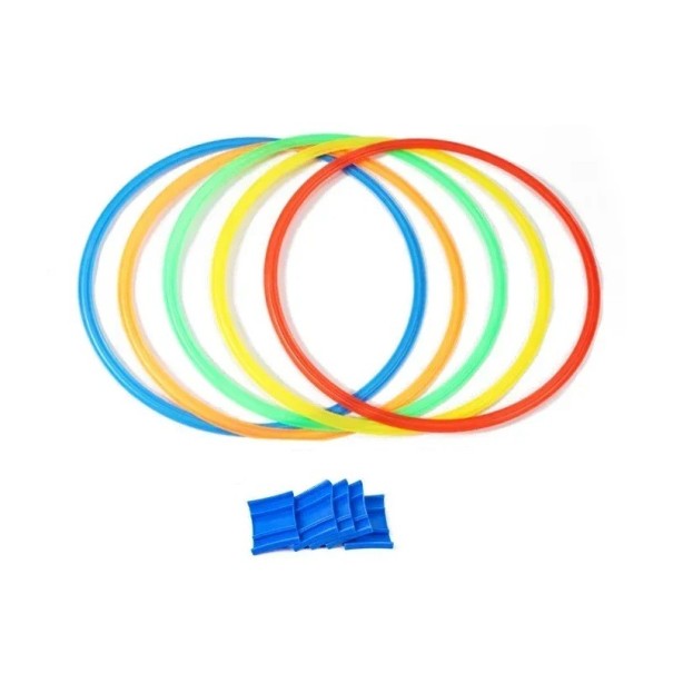 Set di giochi per bambini 5 cerchi e 5 connettori 28 cm Cerchi a rete rimbalzanti Giocattolo sportivo da parco per attività motorie all'aperto 1