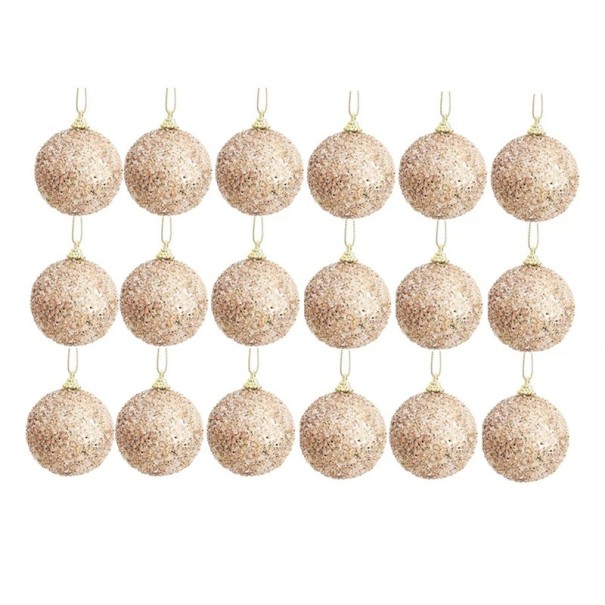 Set di lusso 18 pezzi di palline di Natale scintillanti 6 cm oro champagne decorazioni appese per albero di Natale e feste 1