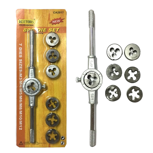 Set di maschi e dadi filettati 8 pezzi M3 - M12 Set di maschi in acciaio legato 1