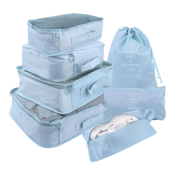 Set di organizer da viaggio per valigia 7 pz azzurro