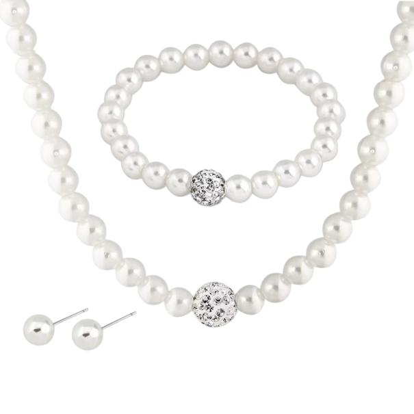 Set di perle collana 45 cm bracciale 19 cm orecchini 13 mm Gioielli eleganti da sposa accessori per eventi 1