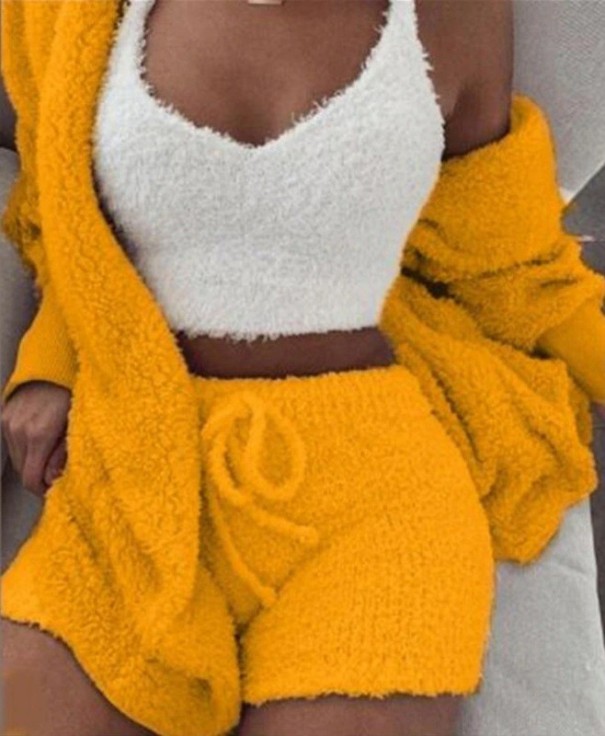 Set di pigiama da donna P2725 giallo scuro XS