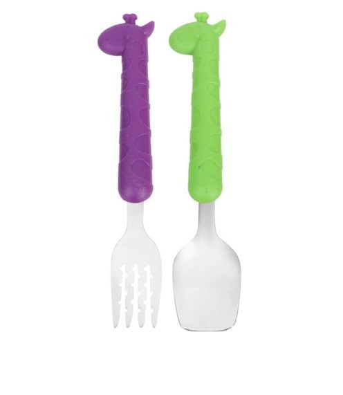 Set di posate colorate per bambini - 2 pezzi viola-verde