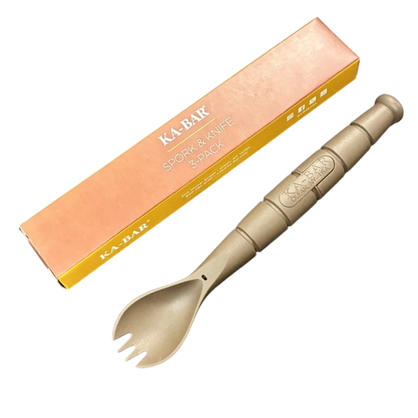 Set di posate multifunzionale da campeggio 3 in 1 forchetta cucchiaio e coltello set di posate tattico portatile per campeggio escursionismo e attività all'aperto kaki