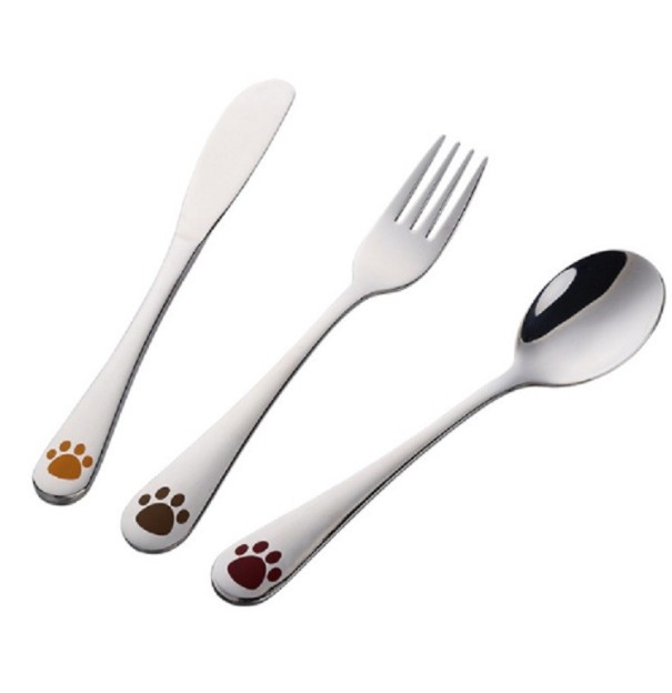 Set di posate per bambini con zampina - 3 pezzi argento