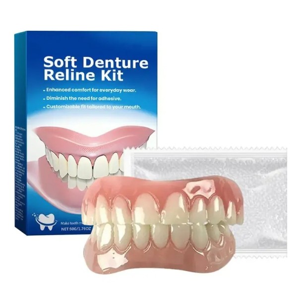Set di protesi dentali in silicone Protesi superiore e inferiore Denti temporanei Aspetto naturale Facile applicazione Fai da te 1