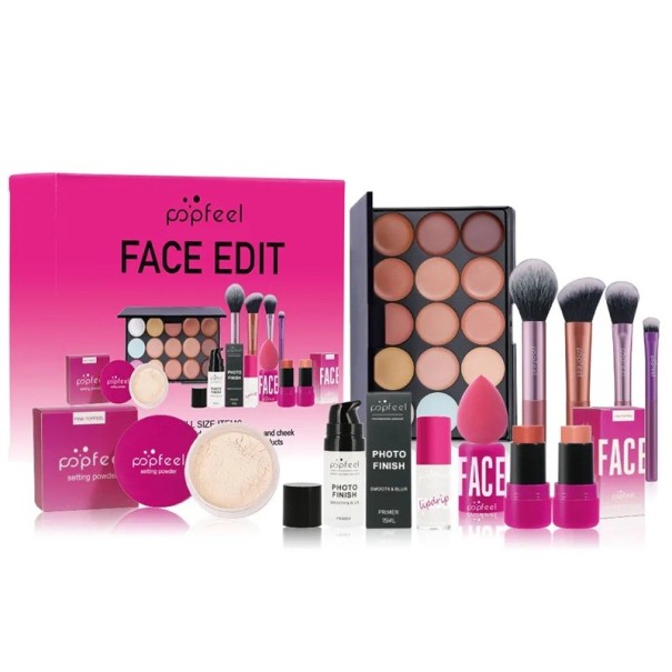 Set di trucco tutto in uno Ombretti Cipria Lucidalabbra Lipoil Scatola regalo per trucco Palette cosmetica Regalo per donne e ragazze San Valentino 1